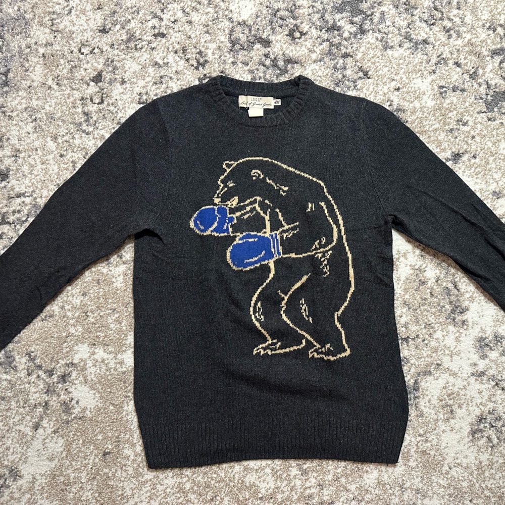 H&M Black Sweater with Boxing Bear Design